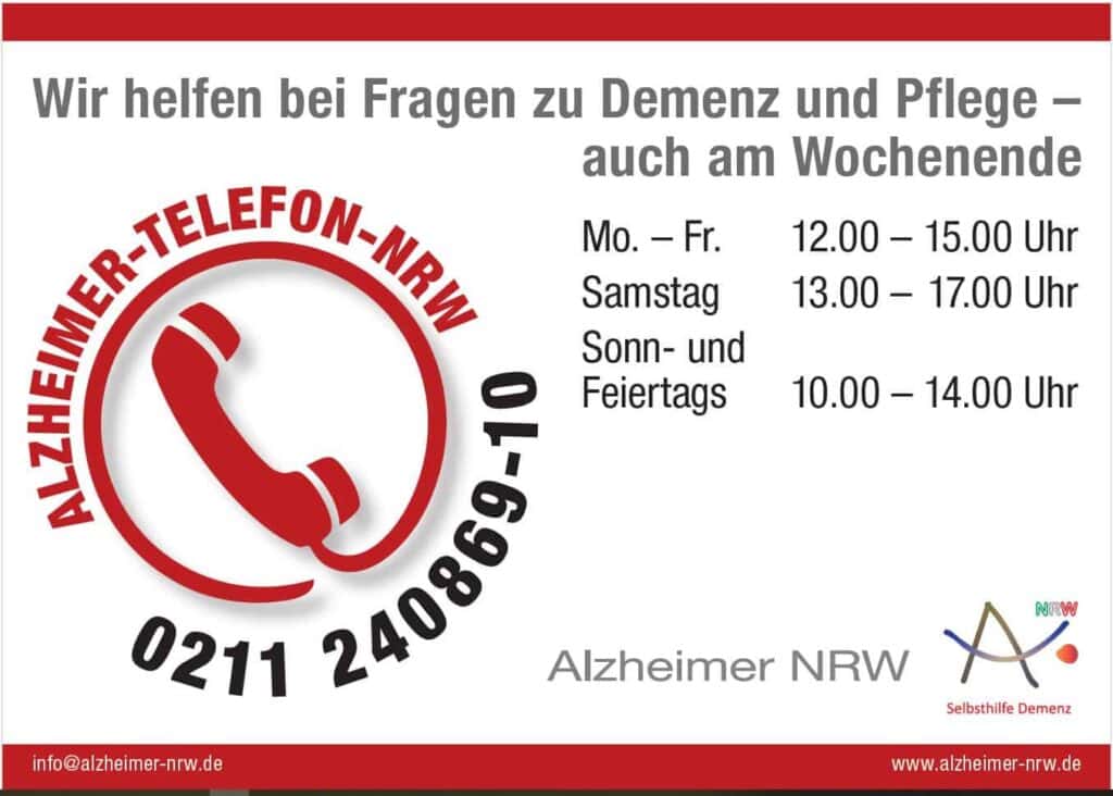 Postkarte Alzheimer-Telefon mit den Telefonzeiten