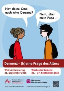 Plakat zum Welt-Alzheimertag 2026: Demenz – (k)eine Frage des Alters